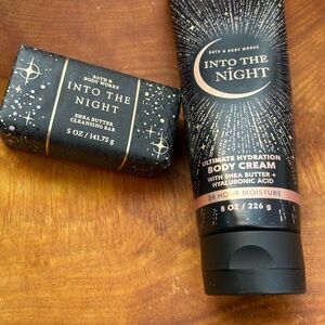 INTO THE NIGHT Bath & Body Works 24hr Ultra Shea Body Cream 8oz & Bar Soap NEW!